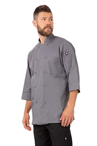 Chef Works Men's Morocco Chef Coat, Grey, 4X-Large