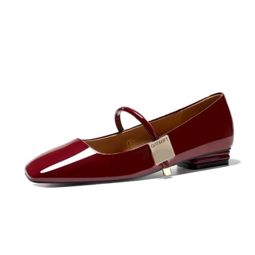GotSoft Womens Mary Jane Flats Closed Square Toe Ballet Flat Dress Shoes