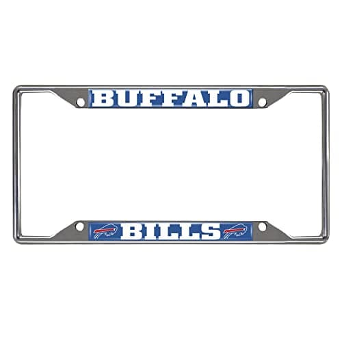 FANMATS 15527 Buffalo Bills Chrome Metal License Plate Frame, Team Colors, 6.25in x 12.25in