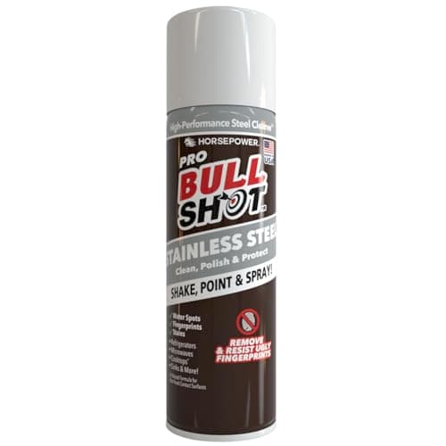 Horsepower Bull Shot Stainless Steel Cleaner Spray, As Seen On TV, Cleans, Polishes, Protects, Removes Fingerprints & Streaks, USA-Made