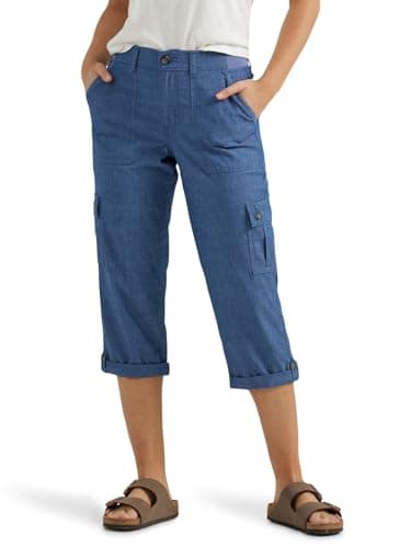 Lee Women's Ultra Lux Comfort with Flex-to-Go Cargo Capri Pant Chambray 14