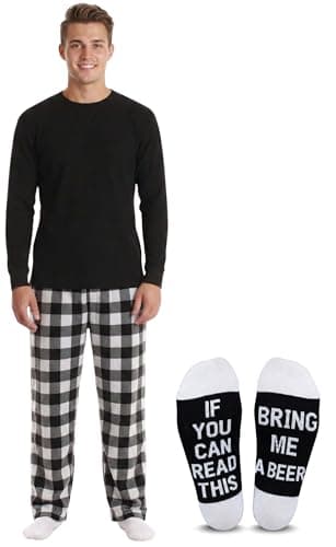 #followme Mens Microfleece Pajama Pants Set with Socks 44938-1B-XL
