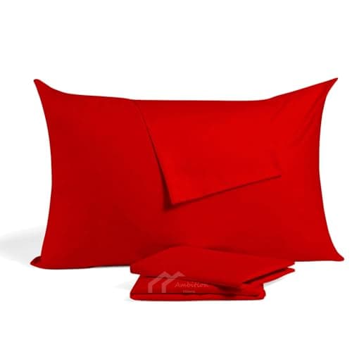 Toddler Travel Small Pillowcase 12x16 Inch Red Solid Zipper Closer Pillow case Set of 2 PC Travel Pillow Cover 500 Thread Count 100% Soft Egyptian Cotton Decorative Travel Pillow Cover