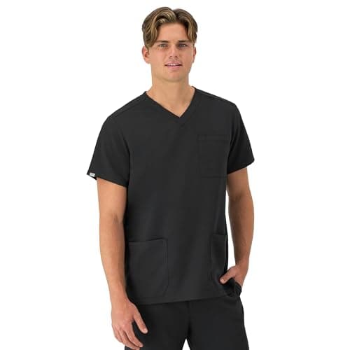 Hanes Men's Scrubs Healthcare Top, Moisture-Wicking Stretch Scrub Shirts for Men, Odor Control