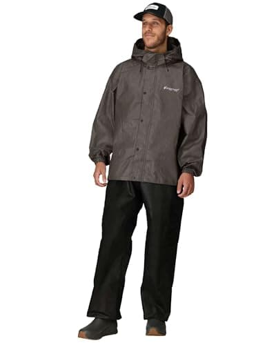 FROGG TOGGS Men's Standard Classic All-Sport 3-Layer Waterproof Breathable Rain Suit, Stone/Black, Medium