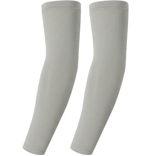 Xeoxarel Arm Sleeves for Men and Women, Cooling UPF 50+ Sun Protection, Compression for Sports and Outdoor Activities, Light Grey