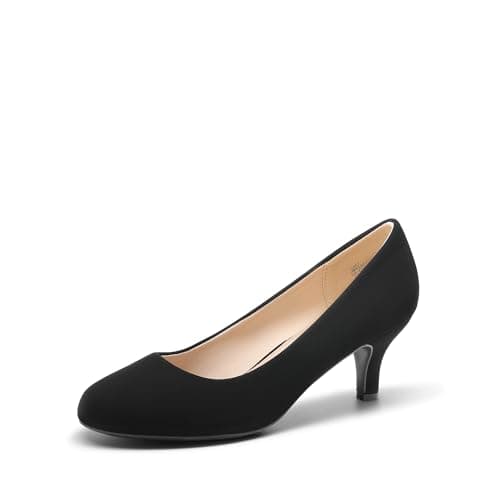 DREAM PAIRS Women's Dress Comfortable Low Heel Pump Shoes,Size 5,Black/Nubuck,LUVLY
