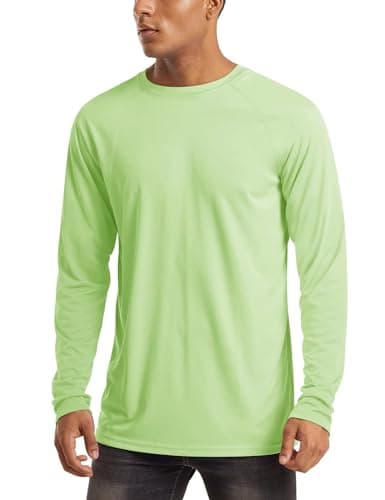 MAGCOMSEN Quick Dry Shirts for Men UPF 50 Long Sleeve UV Protection Shirts Athletic T-Shirt Rash Guard Hiking Shirt UV Shirts Light Green