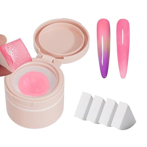 Cushion Gradient Painting Gel, Pink Ombre Nails Patting Gel Polish with 4 Big Nail Sponges, Full Coverage Precise Dip Control, UV/LED for French Manicure Aura Nails DIY Nail Art Home & Salon Use
