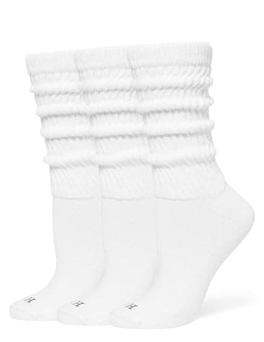 HUE Women's Slouch Socks, Slouchy Socks for Women (3-Pack) (White/White/White)
