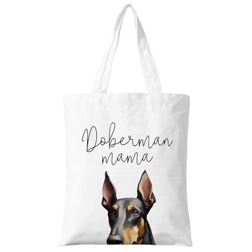 ZYQFN Cute Doberman Mama Canvas Tote Bag for Women (026)
