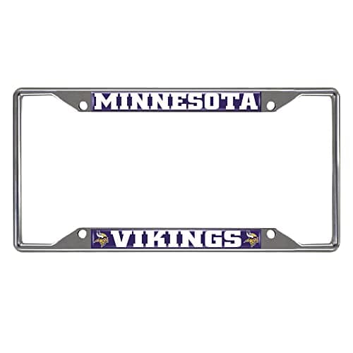 FANMATS 15529 Minnesota Vikings Chrome Metal License Plate Frame, Team Colors, 6.25in x 12.25in
