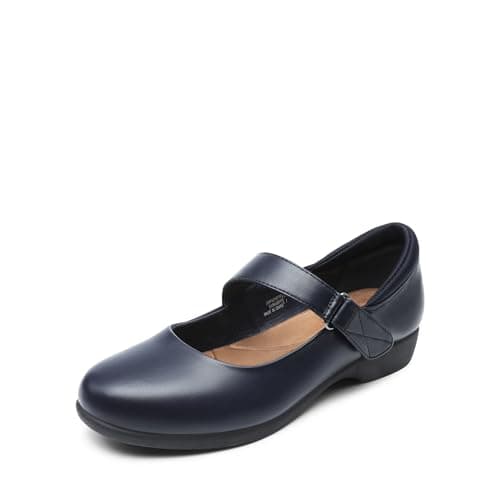 DREAM PAIRS Womens Ballet Mary Jane Flats, Comfortable Business Office Dress Shoes for Women Dressy and Work with Ankle Strap,Size 6,Navy,SDFA2407W