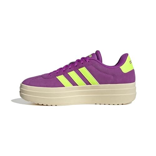 adidas Womens VL Court Bold Sportswear, Flash Pink/Lucid Lemon/Silver Metallic, 5.5