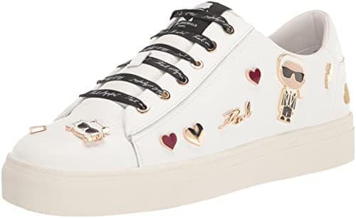 KARL LAGERFELD Women's Cate Pins Lace up Sneaker, Bright White, 8.5