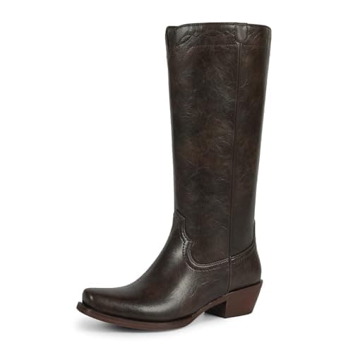 wetkiss Brown Knee High Boots Women Low Block Heel Campus Boot, Size 9
