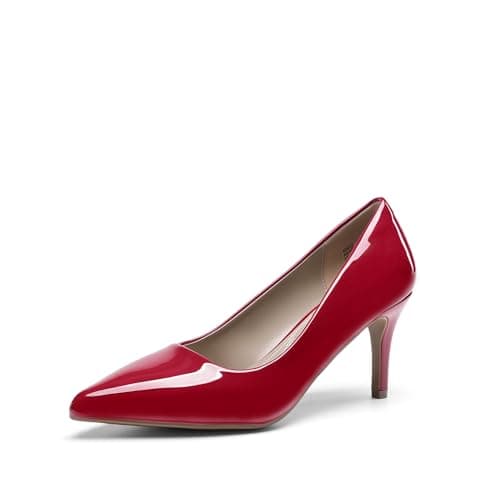 DREAM PAIRS Women's High Stiletto Heels Closed Pointed Toe Dress Pumps Shoes for Wedding Work Office Business, 3 Inches,Size 5,Red/Pat,KUCCI