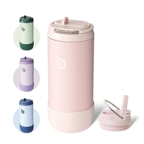 BOTTLE BOTTLE Kids Water Bottle 12 oz Kids Insulated Cup with Leak-proof Lid Silicone Boot Stainless Steel Straw Cup for School Sports Travel Gifts for Girls pink
