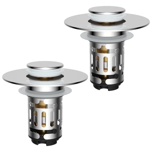 Hibbent 2 PCS Upgraded 3 in 1 Bathroom Sink Drain Strainer, Pop Up Stopper