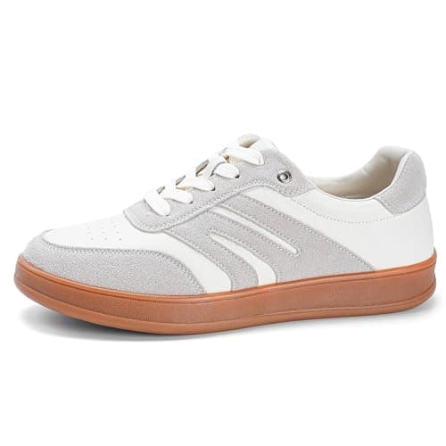 FANMMING Womens Sneakers Tennis Shoes Casual Leather (White Size 8)
