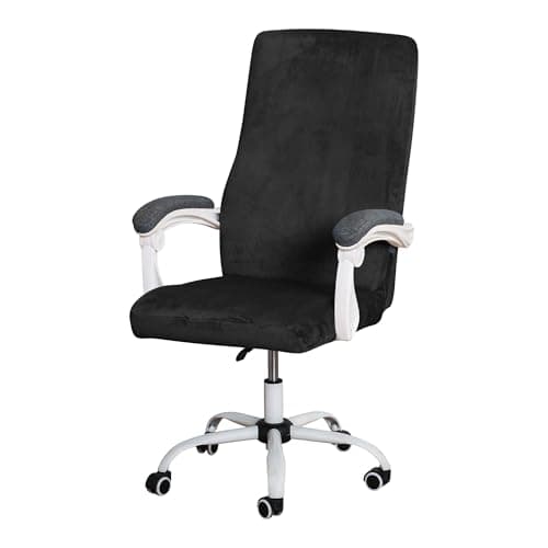 FORCHEER Large Office Chair Cover Black Velvet Stretch Computer Armchair Slipcover for Desk Chair 1 Piece Washable Removable