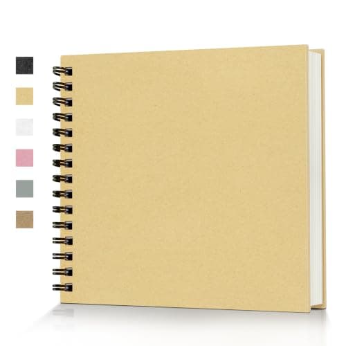 Popotop 8x8 Inch Scrapbook Photo Album, 60 Page Decorative Kraft Paper Book for 4x6 Pictures, DIY Memory Photo Albums as Gifts for Wedding Baby Christmas School Family