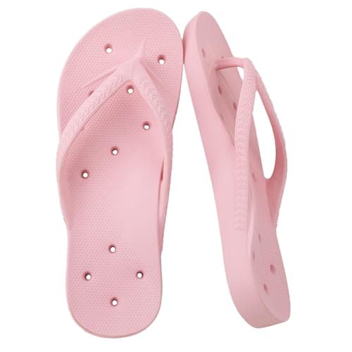 YoveGxlthrea Shower Shoes for Men and Women Arch Support Flip Flops Holes Orthotic Thong Slipper for Beach Pool Bath Gym College Dorm Non-Slip Quickly Dry Sandals,Pink