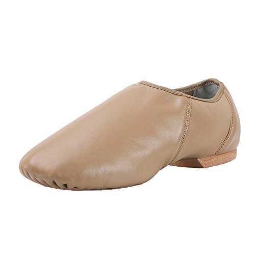 ARCLIBER Leather Slip On Jazz Shoe for Girls Boys (Little Child) Brown 12M