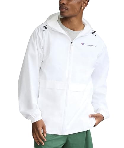 Champion mens Stadium Full Zip Jacket, Left Chest Script Jacket, White-549369, Large US