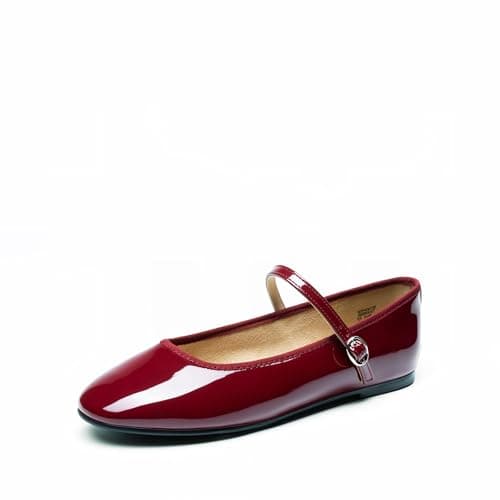 DREAM PAIRS Women's Ballet Flats Mary Jane Shoes, Round Toe Comfortable Dressy Casual Slip-on Work Daily Soft Flat Shoes,Size 7,Burgundy,SDFA2441W
