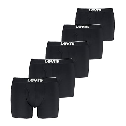 Levi's Men's 5-Pack Solid Basic Microfiber Boxer Brief, Black Combo, Large