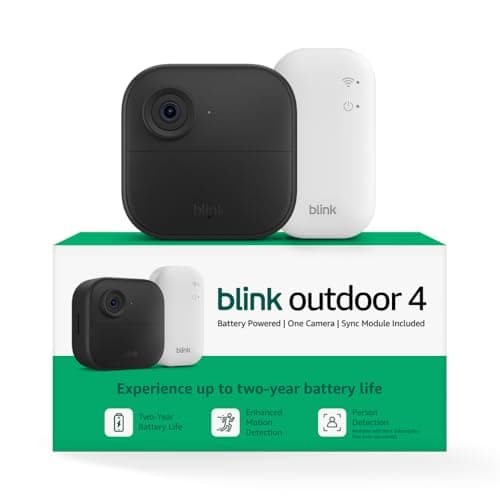 Blink Outdoor 4 β Wireless smart security camera, two-year battery life, 1080p HD day and infrared night live view, two-way talk. Sync Module Core included β 1 camera system