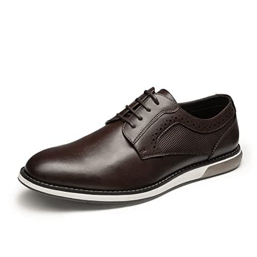 Bruno Marc Men's Casual Dress Sneaker Shoes, Business Formal Derby Plain Toe Oxfords Crossflex GentEdge,Size 8W,Dark Brown,SBOX223MWIDE
