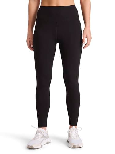Reebok Women’s Odyssey High-Rise 7/8” Legging, Standard Fit, 25” Inseam, Lightweight Stretch Poly Motion Interlock Fabric, Black, Small