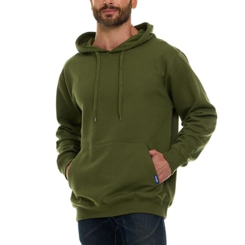 Wrangler Big and Tall Hoodie for Men, Fleece Heavyweight Pullover Sweatshirt, Relaxed Fit Mens Work Hoodies Olive