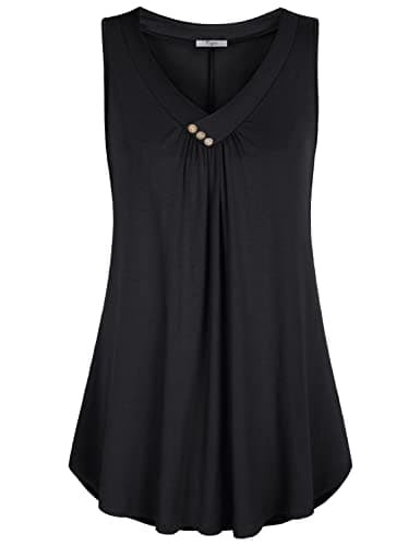Cestyle Black Loose Tank Tops Women V Neck Sleeveless Tunics or Tops to wear with Leggings Ladies Tops and Blouses Casual Dressy Black Large