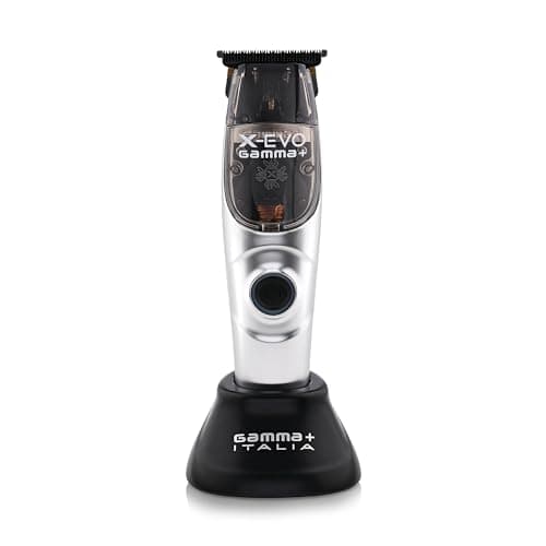 GAMMA+ X-Evo Trimmer Microchipped Magnetic Motor with Interchangeable Lids Matte Colors, Charging Stand