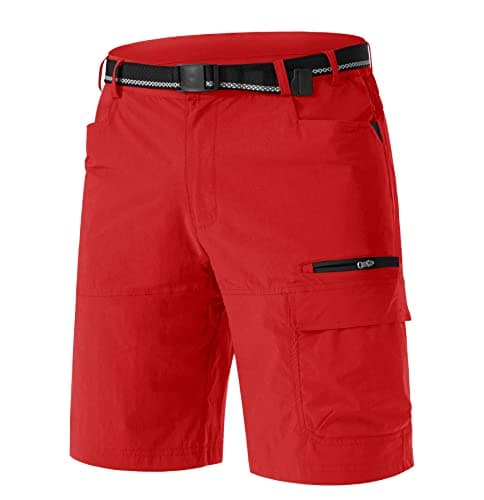 TACVASEN Mens Cargo Shorts Casual Dress Hiking Shorts Quick Dry Outdoor Waterproof Lightweight Tactical Work Fishing Travel Summer Red 30