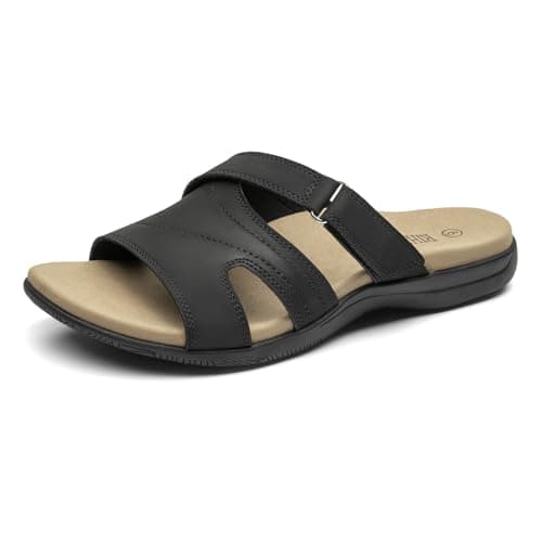 Rihero Women's Orthopedic Slide Sandals with Arch Support Black Size 9