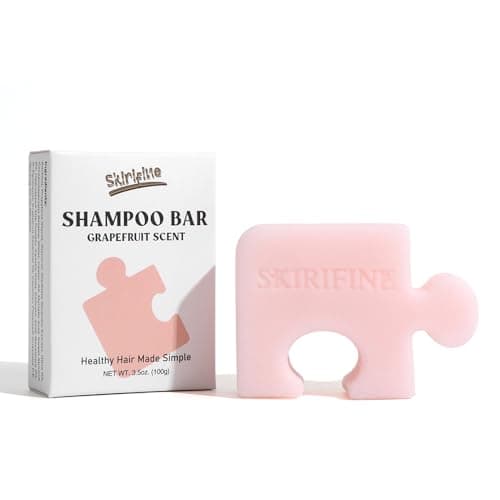 SKIRIFINE Puzzle-Shaped Grapefruit Solid Shampoo Bar - Energizing & Clarifying for Oily Hair - Invigorating Scent, Vegan & Zero-Waste (3.5oz)