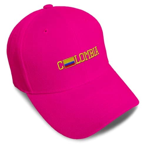 Speedy Pros Baseball Caps for Men & Women Embroidered Colombia Colombian Embroidery Ladies & Men Baseball Hats Acrylic Hot Pink Design Only
