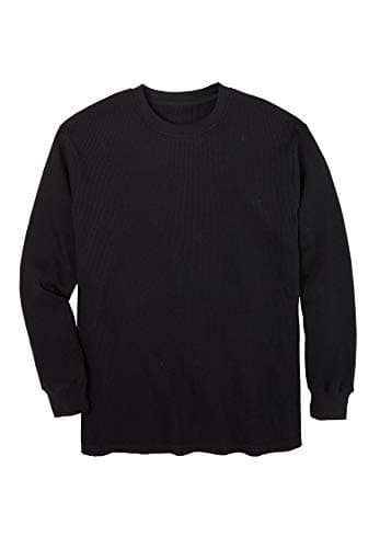 KingSize Men's Big & Tall Waffle-Knit Thermal Crewneck Tee - 7XL, Black