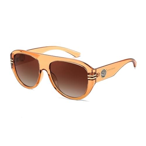 FEISEDY Retro Polarized Oversized Sunglasses for Men Women Trendy 70s Vintage Plastic Frame Sun Glasses B4150