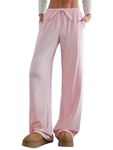 Aoulaydo Women's Wide Leg Lounge Pants with Pockets 22/30 Inseam