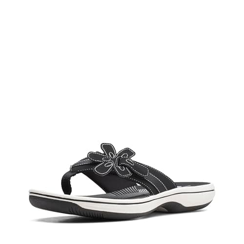 Clarks Women's Brinkley Flora Cloudsteppers Flip-Flops, Black, 9