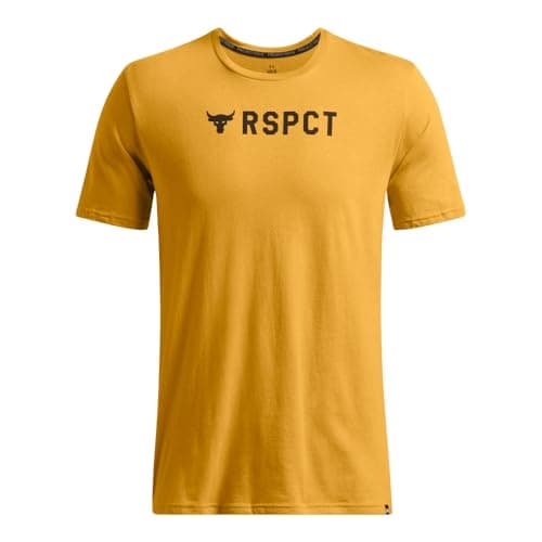 Under Armour Men's Project Rock Respect Short Sleeve T Shirt, (711) Golden Yellow / / Black, X-Small