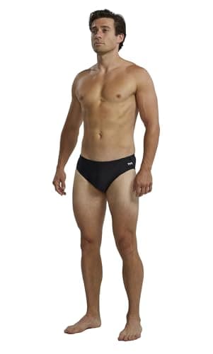 TYR Men's TYReco Solid Racer Brief Swimsuit, Black, 30