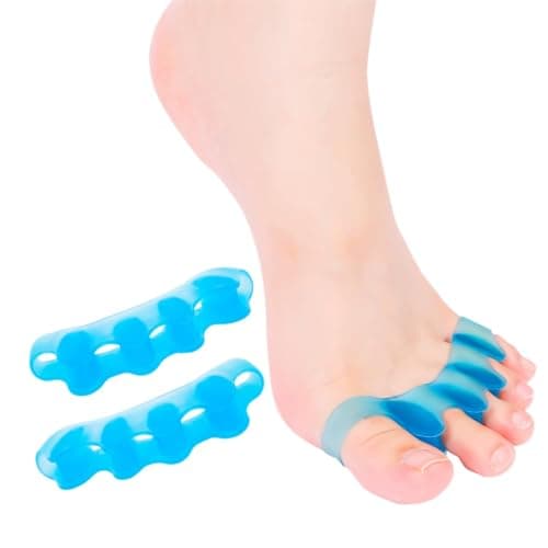 HLOES 2PCS Toe Spacers for Women and Men, Toe Separators for Pedicure, Bunion Corrector, Hammer Toe Straightener, Plantar Fasciitis, Toe Spreaders for Foot Pain Relief and Foot Health. (1, Blue)