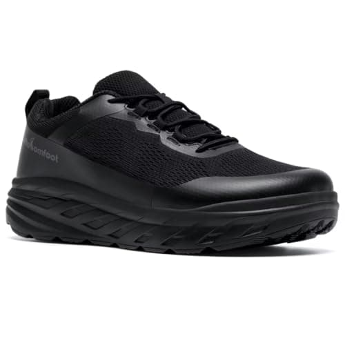 Men's Orthopedic Diabetic Extra Wide Walking Shoes: Plantar Fasciitis High Arch Orthotic Hammer Toes Trail Sneakers, Comfortable Arch Support Heel Foot Pain Relief Outdoor Tennis Shoes Black Size 9