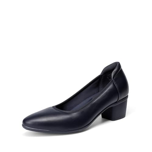DREAM PAIRS Women's Low Chunky Block Heel Dress Shoes Closed Round Toe Comfortable Heels Work Wedding Office Pumps Shoes,Size 9,Navy,DWUMPU2550